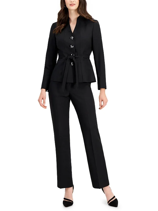 Petites Womens 2PC Peplum Pant Suit