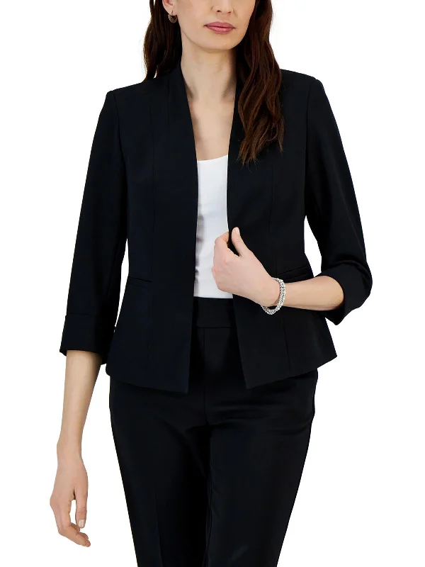 Petites Womens Solid Polyester One-Button Blazer