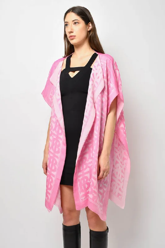 Burberry London Pink TB Printed Silk Cape