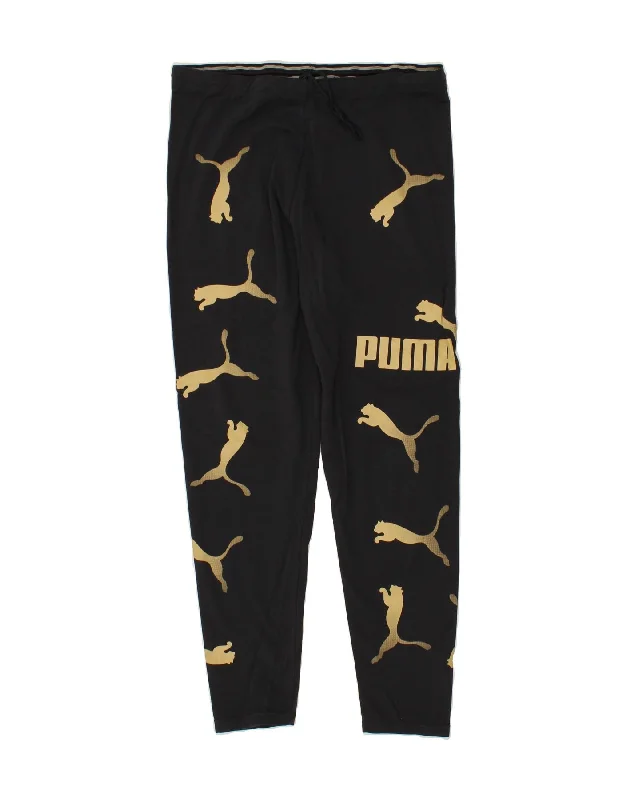 PUMA Womens Graphic Tracksuit Trousers UK 18 XL Black Cotton