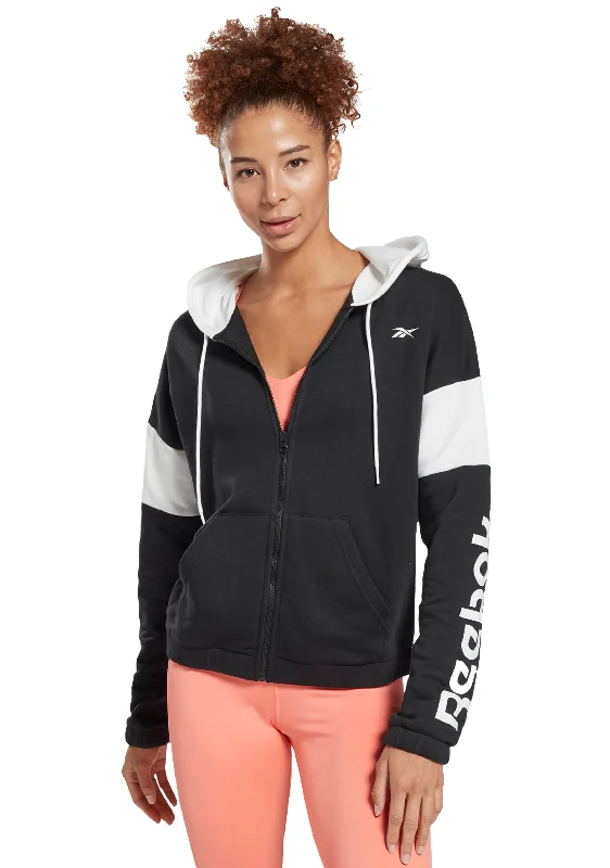 Reebok Womens Linear Logo French Terry Zip Up Hoodie <br> GI6908