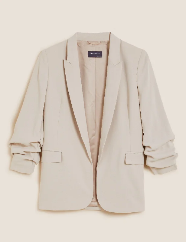 Ruched Sleeve Blazer