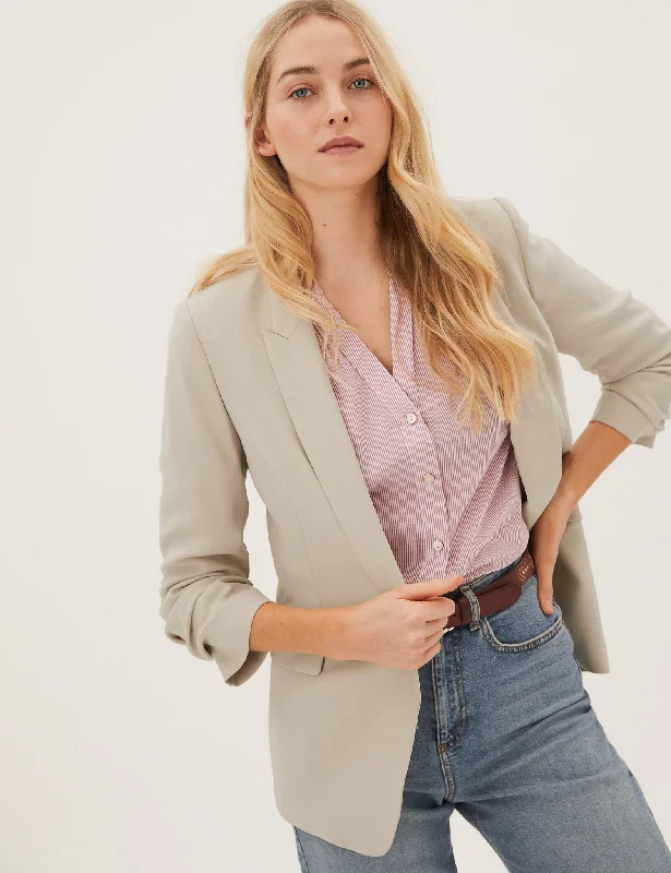 Ruched Sleeve Blazer