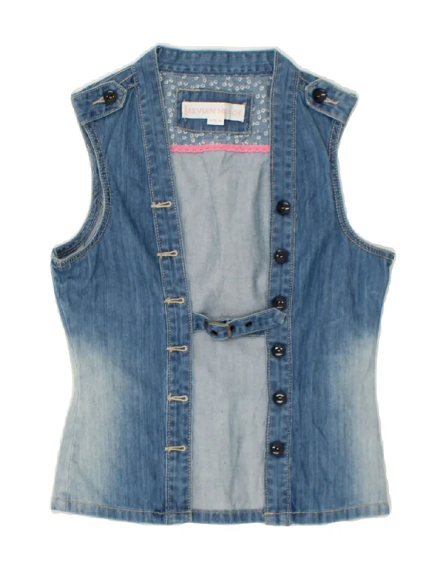 SILVIAN HEACH Womens Denim Gilet UK 12 Medium Blue Cotton