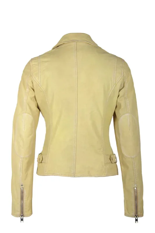 Sofia Leather Jacket - Pale Yellow