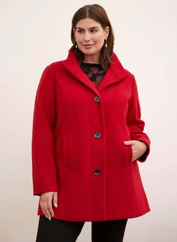 Stretch Faux Wool Coat