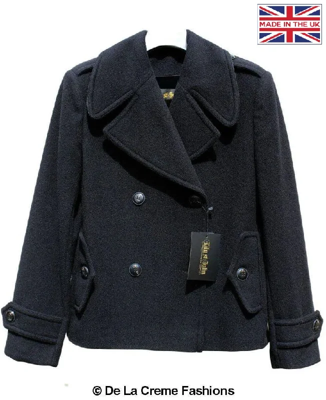 Tailored Harris Tweed Contrast Short Pea Coat (MACKENZIE)