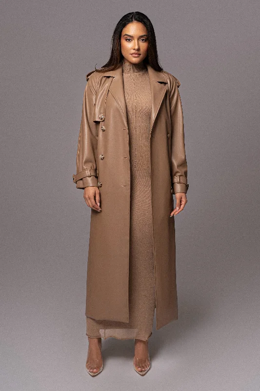 Tan Odin Faux Leather Coat