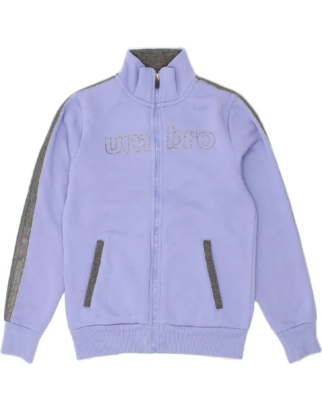 UMBRO Womens Graphic Tracksuit Top Jacket UK 10 Small Blue Cotton