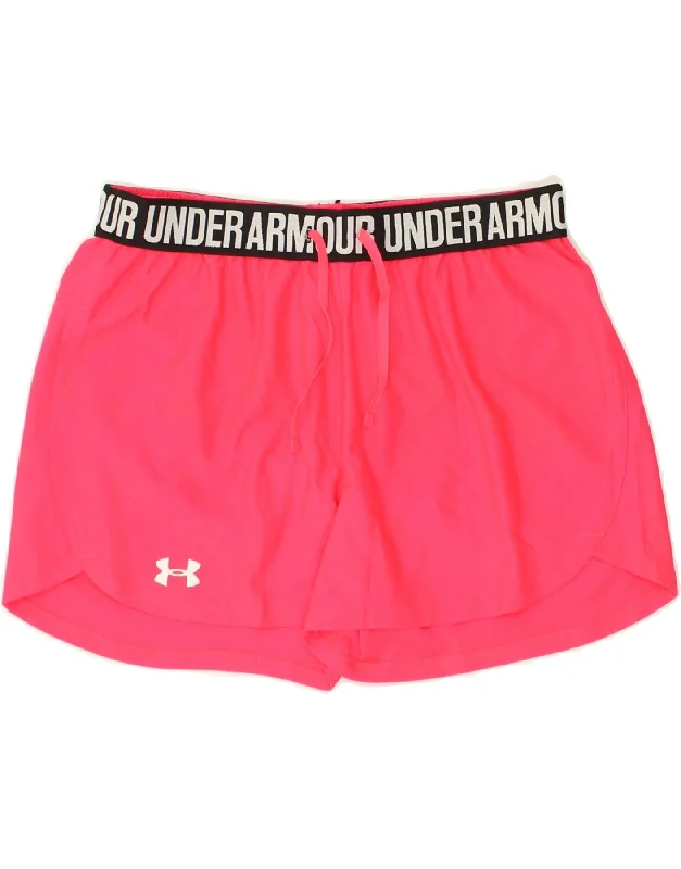 UNDER ARMOUR Womens Heat Gear Graphic Sport Shorts UK 10 Small Pink