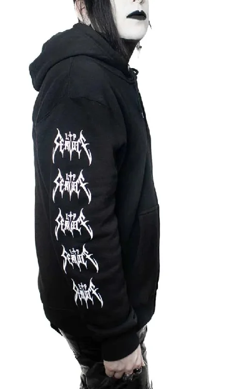 UNISEX Black/White Dagger Coffin Zip Hoodie