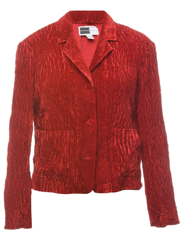 Velour Red Textured Jacket - M