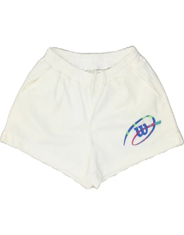 VINTAGE Womens Graphic Sport Shorts IT 40 Small White Polyester