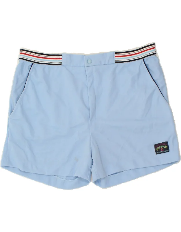 VINTAGE Womens Sport Shorts UK 20 2XL Blue Polyester