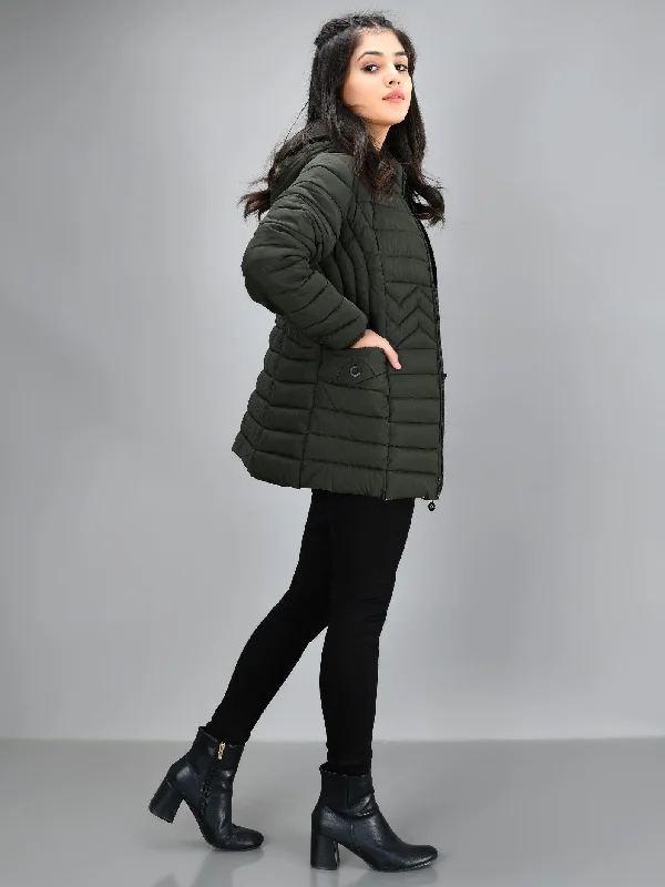 Hooded Puffer Jacket - Green