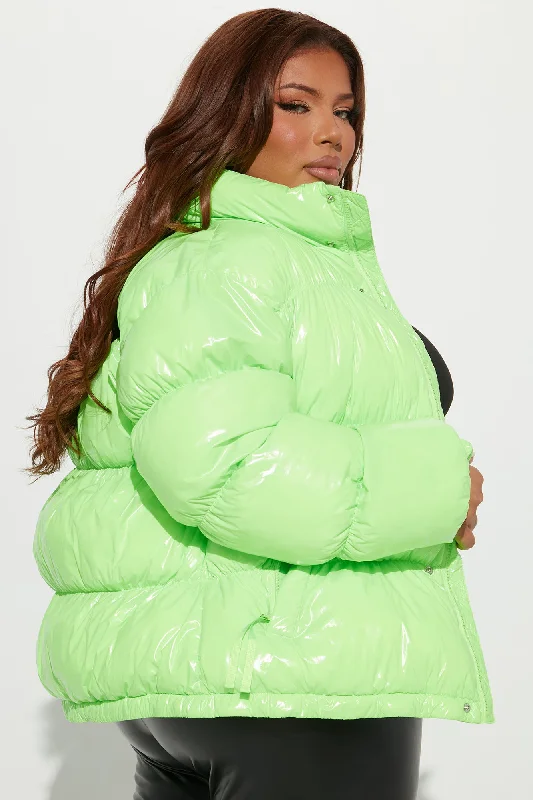 What A View Puffer Jacket - Neon Green