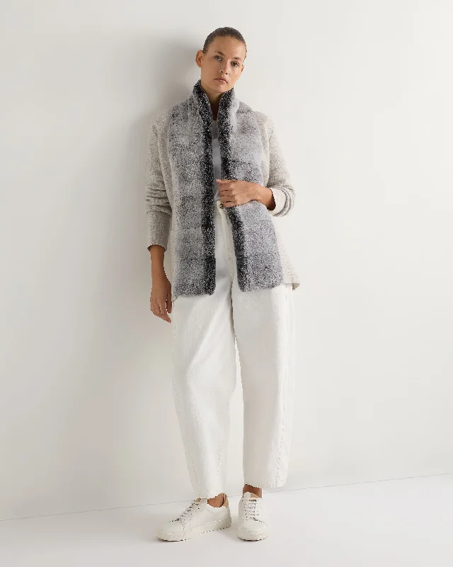 Women's Ruby Herringbone Fur Cardigan Frost White