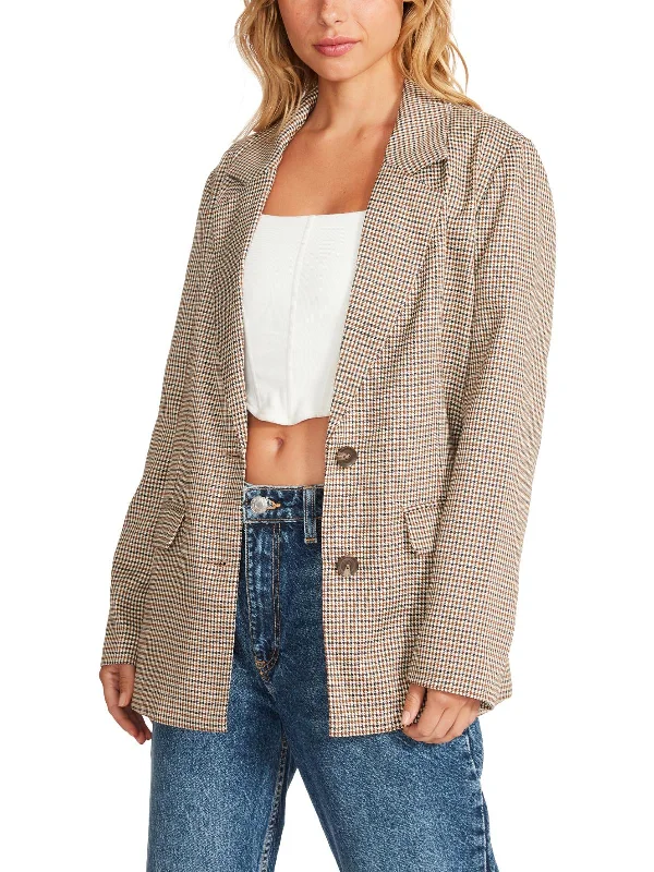 Womens Houndstooth Suit Separate Two-Button Blazer