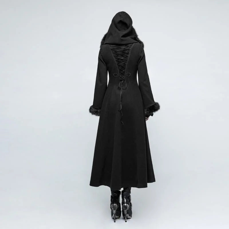 Women's Steampunk Hooded Maxi Coat