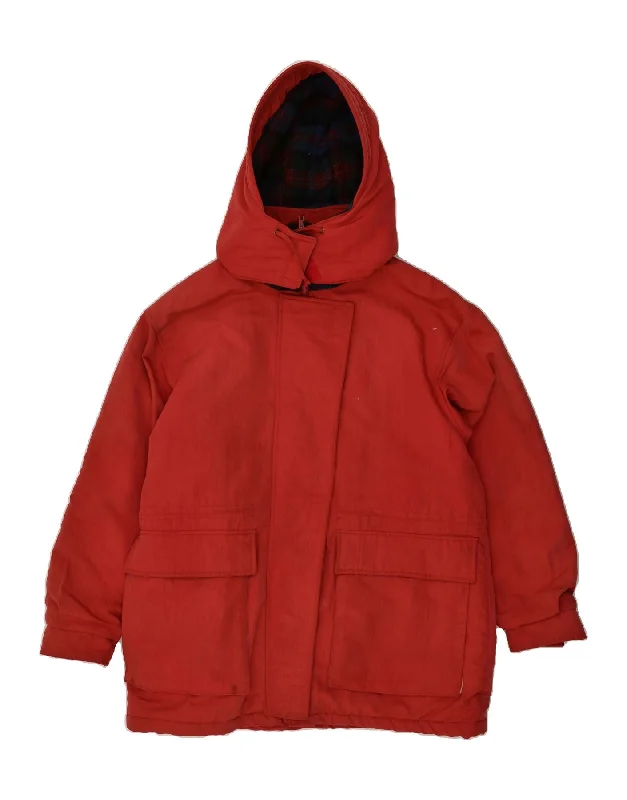 WOOLRICH Womens Hooded Padded Jacket UK 16 Large Red