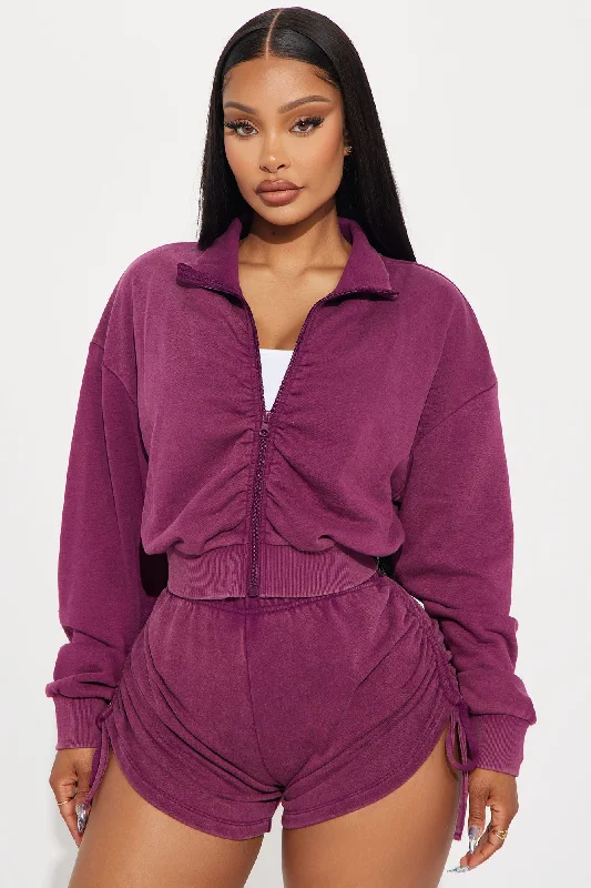 A Flight Away Lounge Zip Up Jacket - Purple