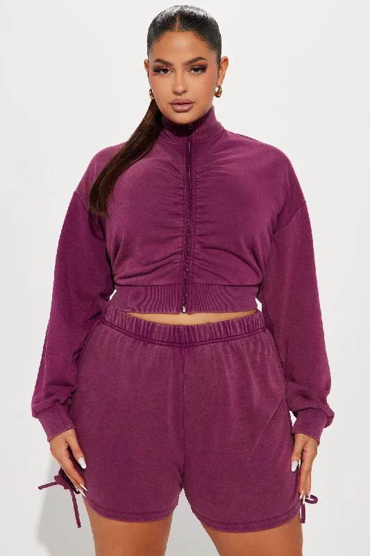 A Flight Away Lounge Zip Up Jacket - Purple