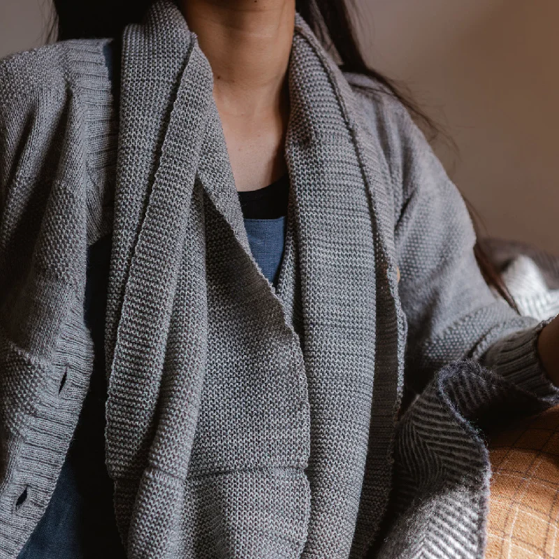 Everyday Cardigan - Alpaca/Merino - Pebble Grey (9-12y+ Women 8-12)