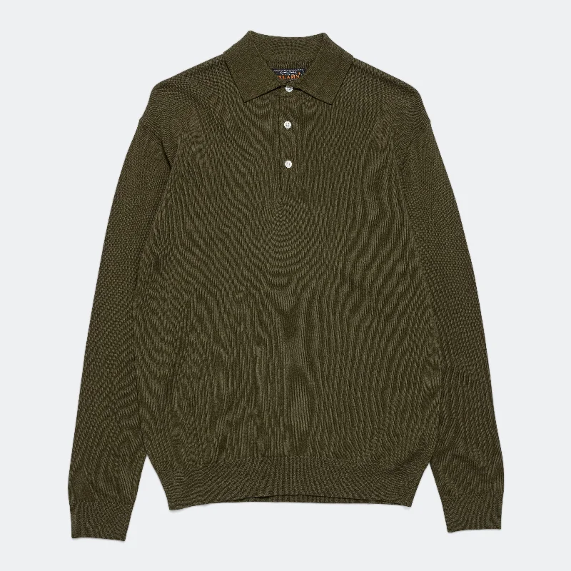 Knit Polo 12G - Olive