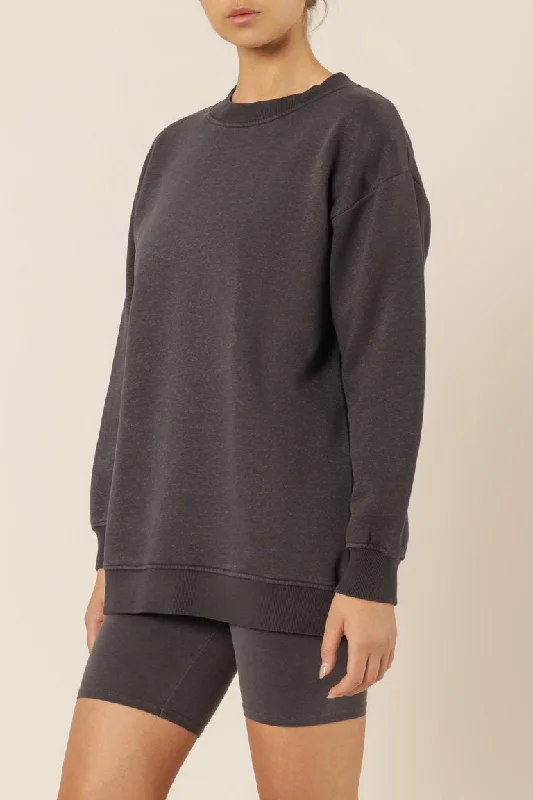 Carter Classic Boyfriend Sweat- Coal