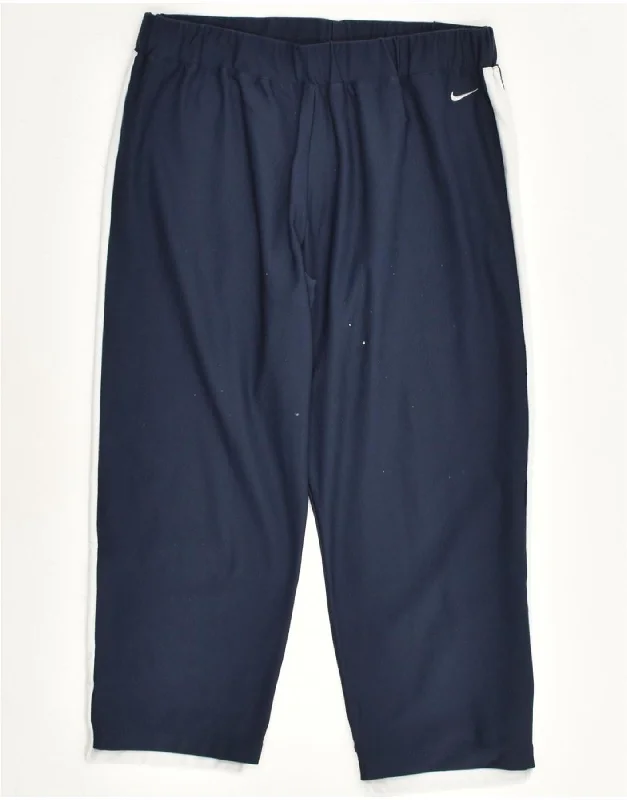 NIKE Womens Dri Fit Capri Tracksuit Trousers UK 14 Medium Navy Blue