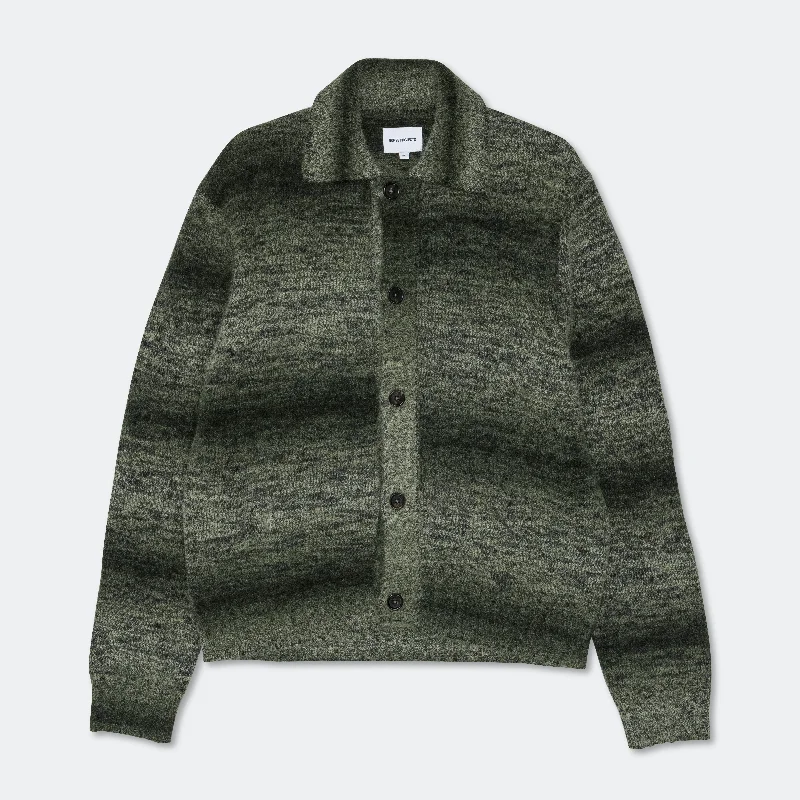 Erik Space Dye Knit Jacket - Army Green