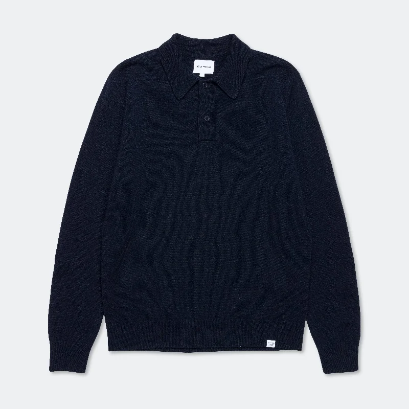 Marco Merino Lambswool Polo - Dark Navy