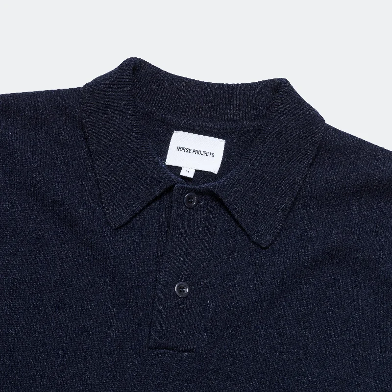 Marco Merino Lambswool Polo - Dark Navy