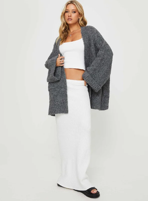 Paisleigh Cable Knit Cardigan Charcoal