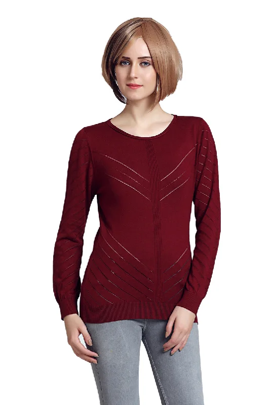 Solid Self Designed Women Sweater