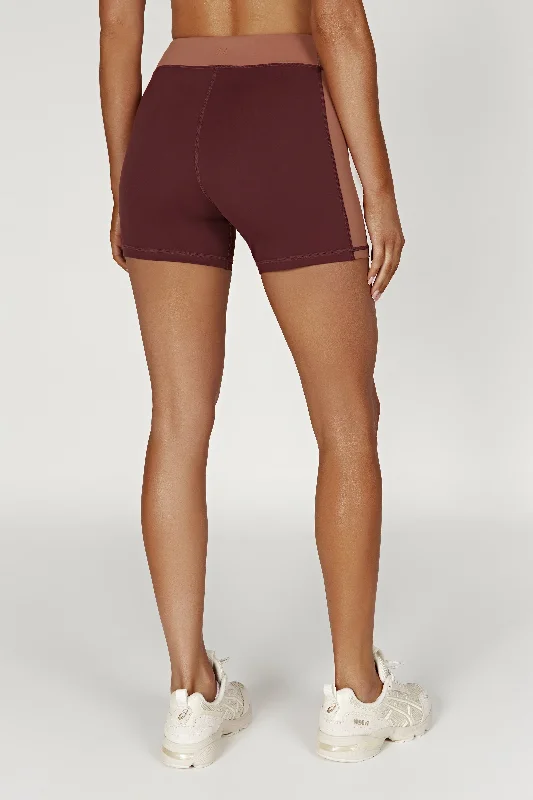 Taleah Two Tone Shorts - Mahogany/Tan