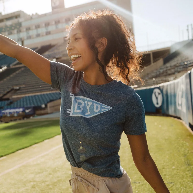 BYU Boyfriend Tee, Navy Tilt Flag