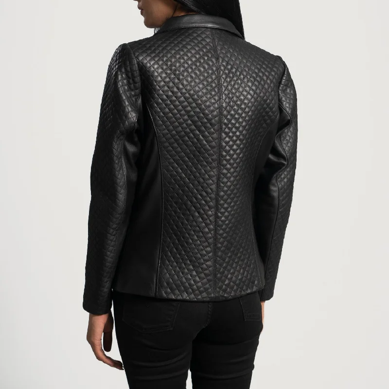 Cora Quilted Black Leather Blazer