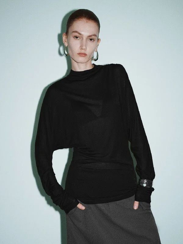 Mock Neck Skinny T-Shirt