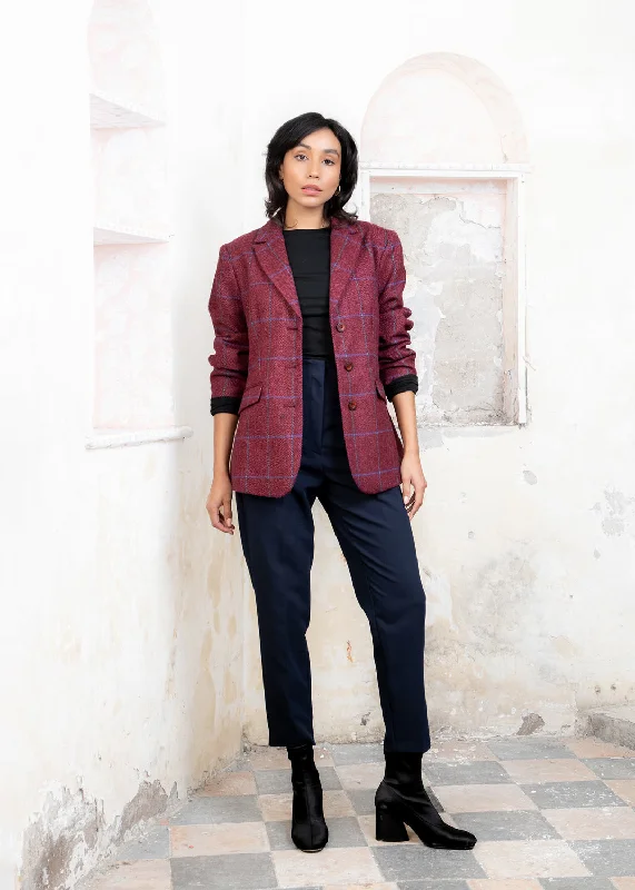 Tara Tweed Hacking Jacket - Rose Herringbone Check