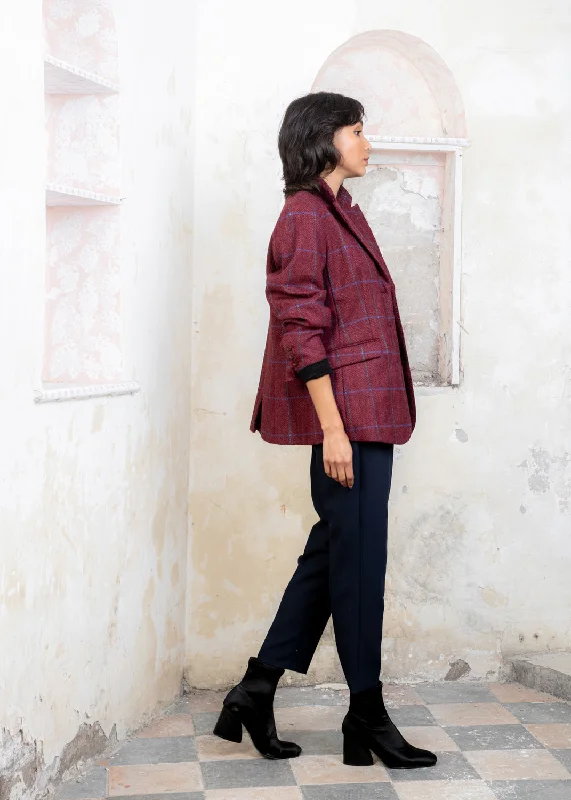 Tara Tweed Hacking Jacket - Rose Herringbone Check