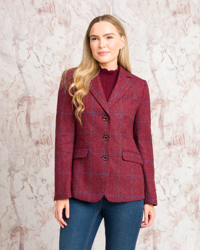 Tara Tweed Hacking Jacket - Rose Herringbone Check