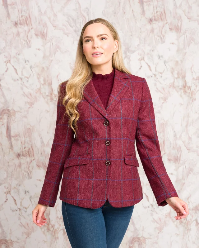 Tara Tweed Hacking Jacket - Rose Herringbone Check