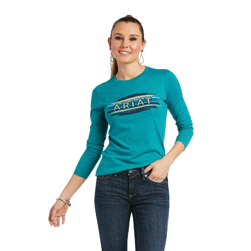 10038639 Ariat Women's Serape LS Tee Teal Green Heather