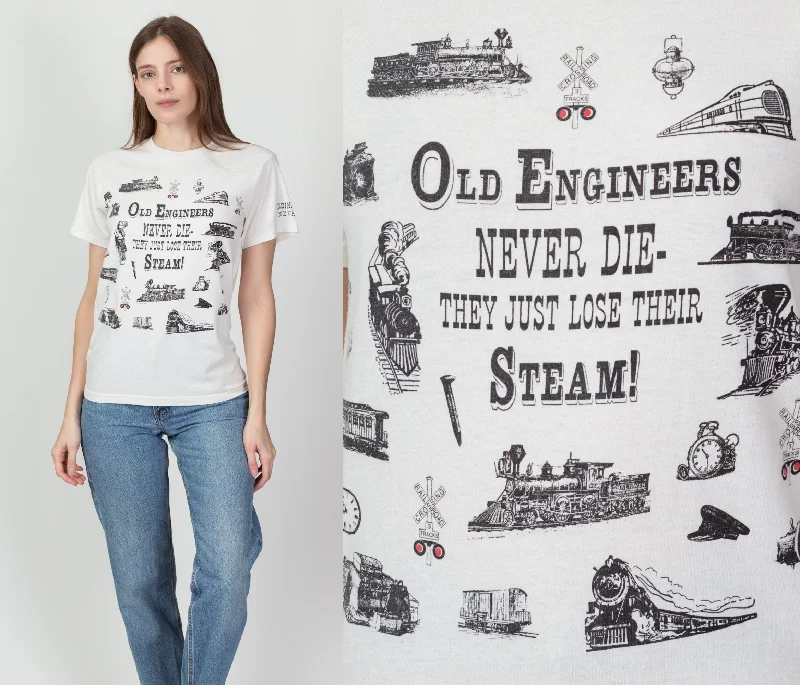 90s ""Old Engineers Never Die - They Just Lose Steam"" Train Tee - Small