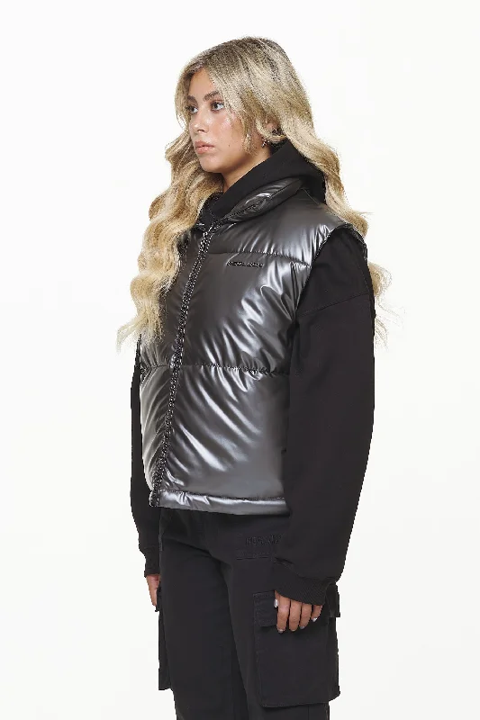 Angel Puffer Vest Dark Chrome