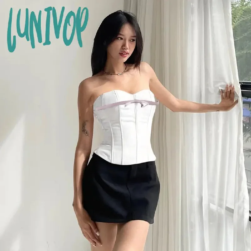 Lunivop Sexy Y2k Bandage Corset Top Women Backless Bow Tie Tube Top Satin Crop Top Fashion Female Bustier Top Vest Summer Party Clothes