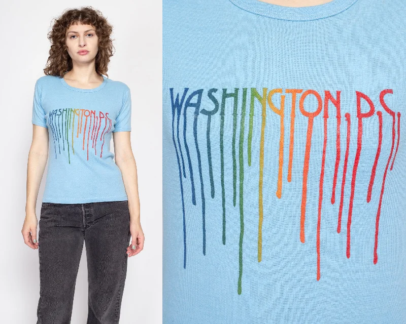 Med-Lrg 70s Washington DC Rainbow Paint Drip Graphic Tee