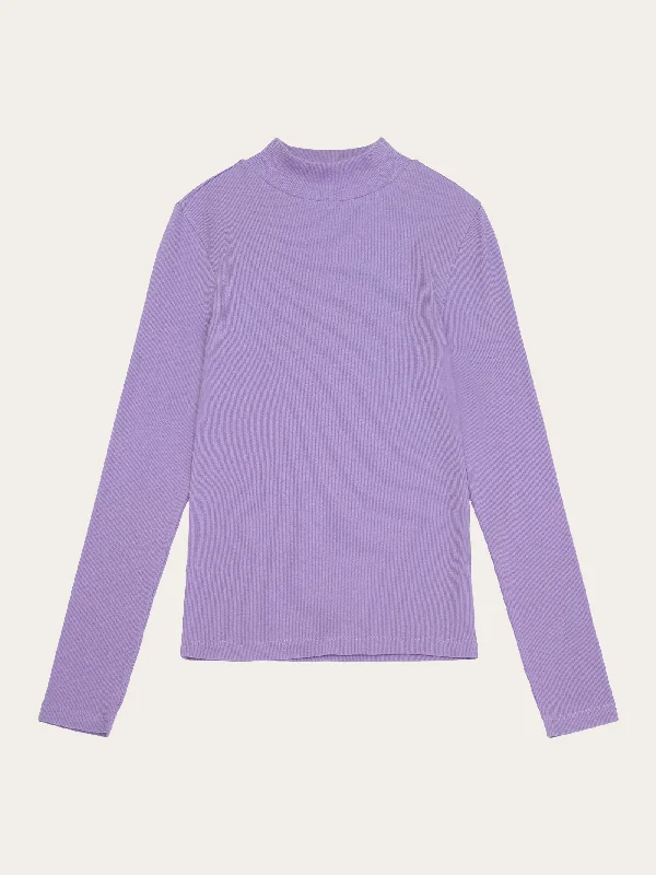 Rib high neck LS - Violet Tulip