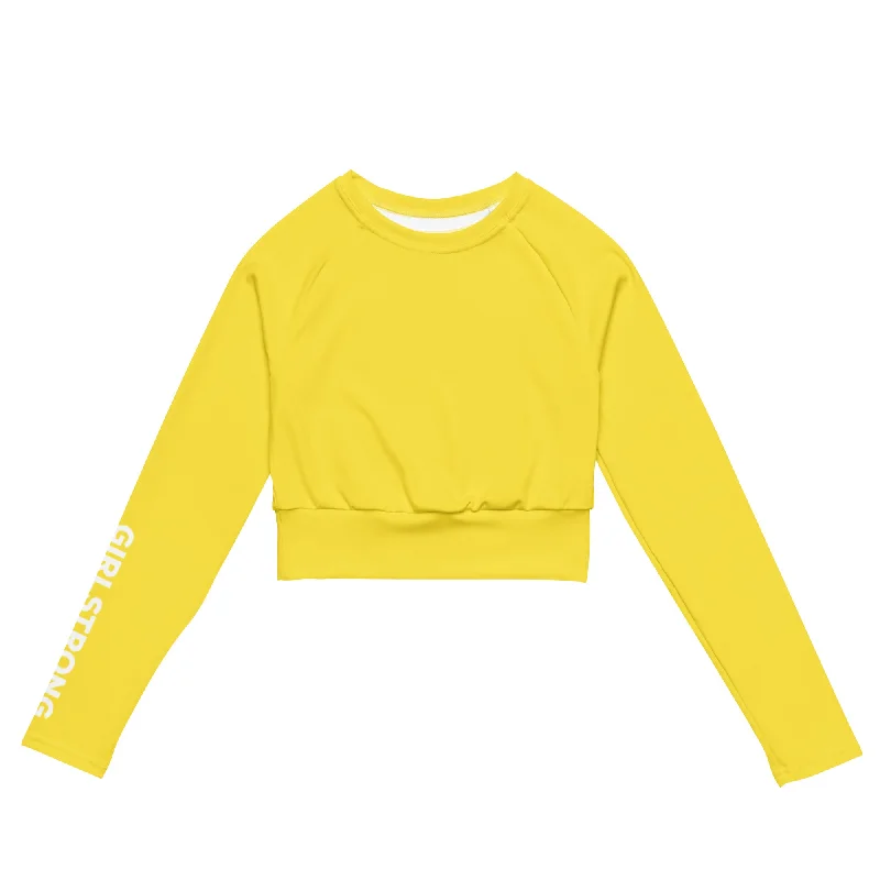 THE ESSENTIAL LONG SLEEVE FITTED CROP TOP BRIGHT YELLOW